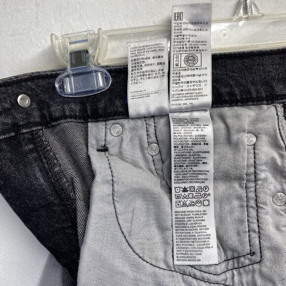 Levi's 505 Straight Leg Regular Fit Denim Jeans Men 30x32 Black Stretch Used - Picture 10 of 16